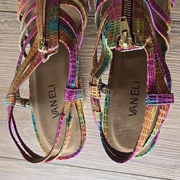 NWOT Vaneli Rainbow Animal Print Espadrilles Wedges - Picture 7 of 9